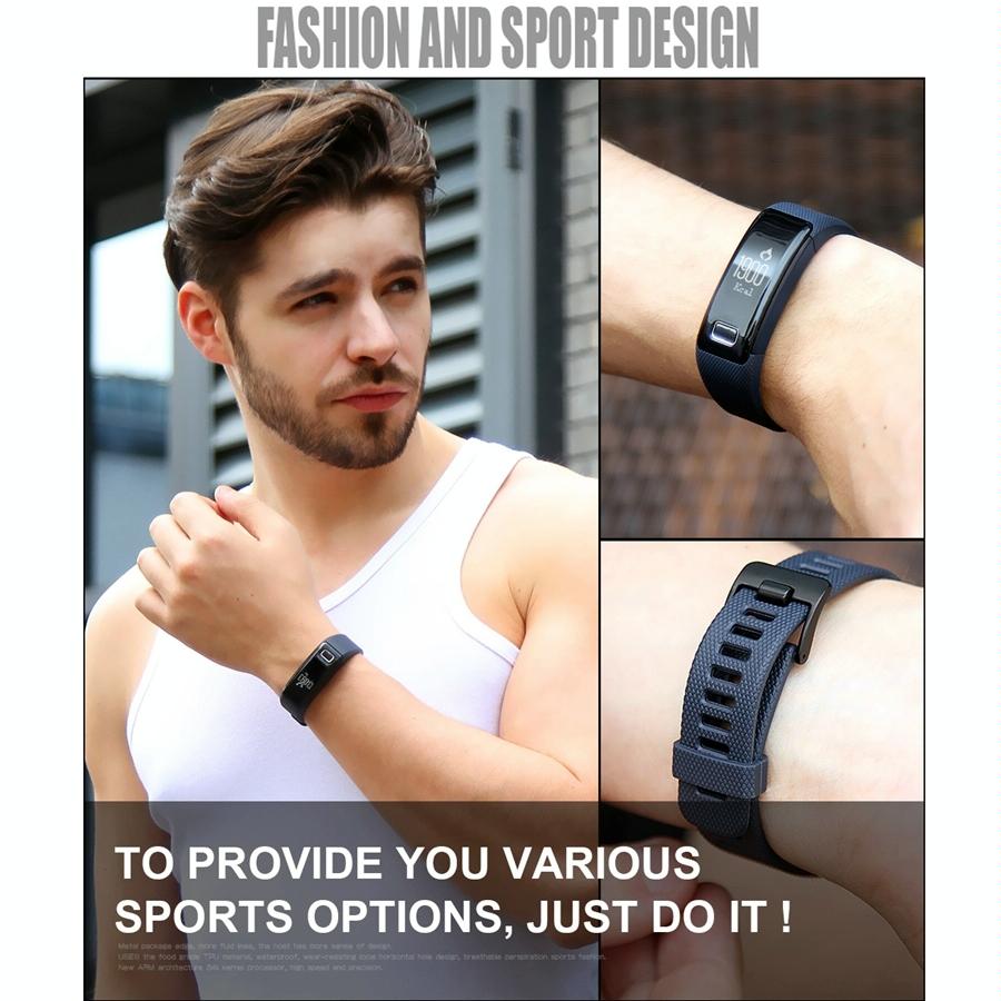 Smart Oled Bracelet - Waterproof Pedometer Bp Hr Blood Oxygen - Android / Ios - Black