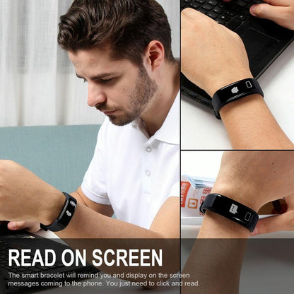 Smart Oled Bracelet - Waterproof Pedometer Bp Hr Blood Oxygen - Android / Ios - Black