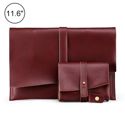Universal Leather Laptop Bag with Cable Winder for 11.6 Devices - Coffee