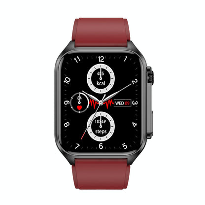 1.96 Inch Ip67 Waterproof Silicone Band Smart Watch Supports Ecg / Remote Families Care / Bluetooth Call / Body Temperature Monitoring - Blue