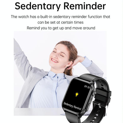1.96 Inch Ip67 Waterproof Silicone Band Smart Watch Supports Ecg / Remote Families Care / Bluetooth Call / Body Temperature Monitoring - Blue