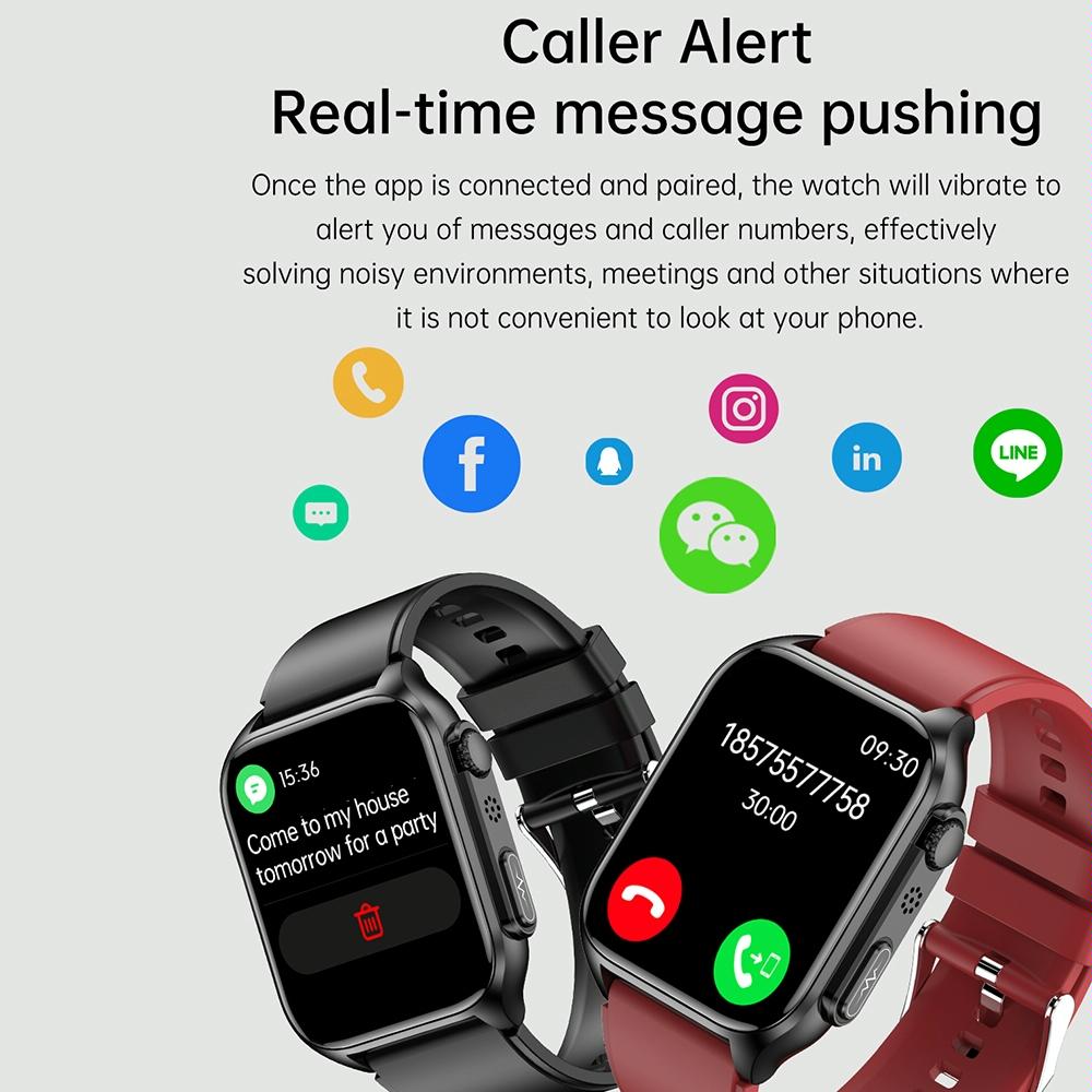 1.96 Inch Ip67 Waterproof Silicone Band Smart Watch Supports Ecg / Remote Families Care / Bluetooth Call / Body Temperature Monitoring - Blue