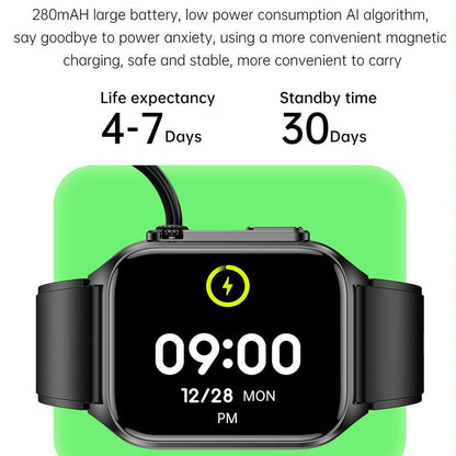 1.96 Inch Ip67 Waterproof Silicone Band Smart Watch Supports Ecg / Remote Families Care / Bluetooth Call / Body Temperature Monitoring - Blue