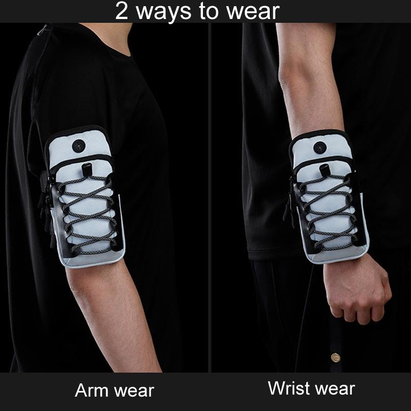 Reflective Cell Phone Arm Bag For Outdoor Fitness - Light Blue