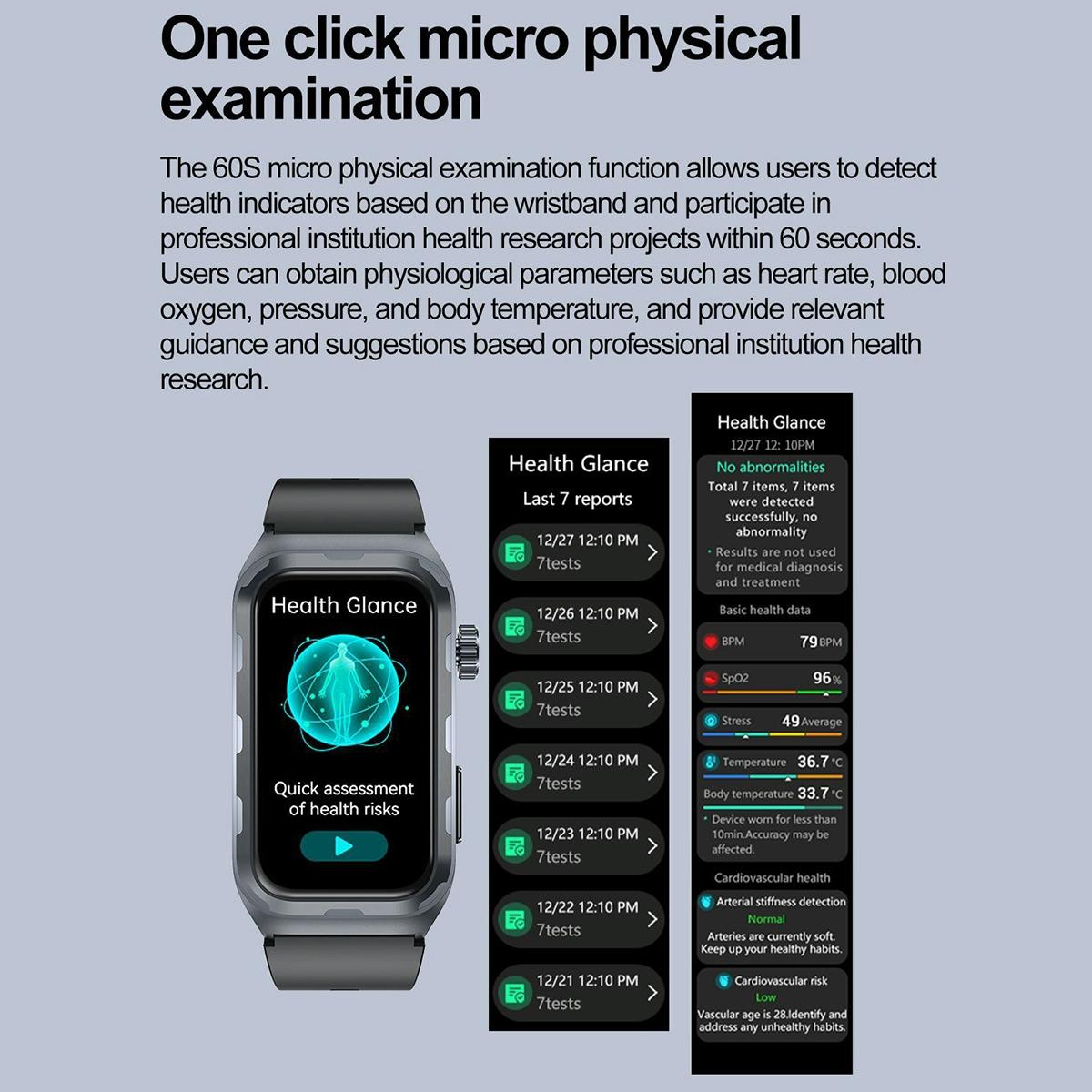Waterproof Ecg Smart Watch For Health Monitoring - Ip68 - Blue