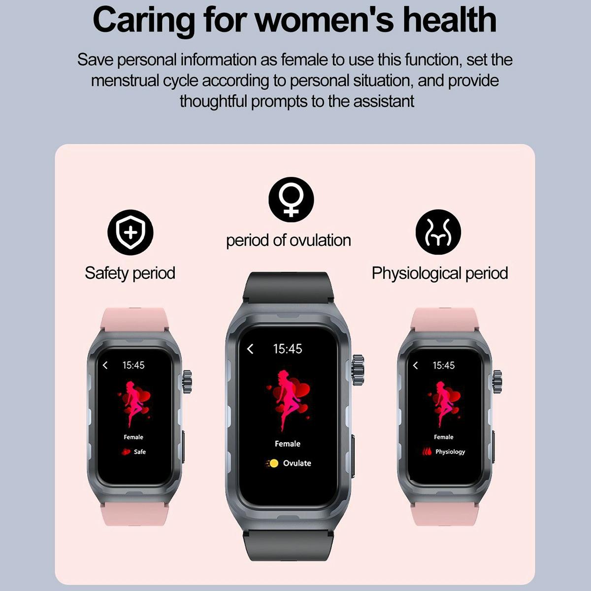 Waterproof Ecg Smart Watch For Health Monitoring - Ip68 - Blue
