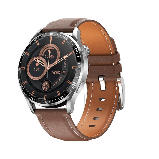 1.32 Inch Heart Rate Detection Smart Watch - Black + Leather