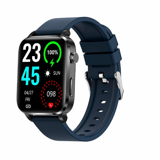 1.7 Inch Hd Square Screen Tpu Strap Smart Watch Supports Body Temperature Monitoring / Blood Oxygen Monitoring - Blue
