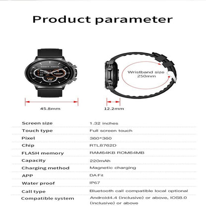 Silicone Band Smart Watch With Colour Screen - Silver
