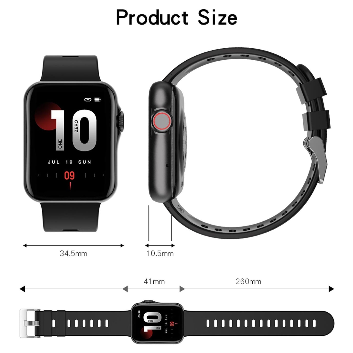 1.6 Inch Waterproof Smart Watch With Ips Colour Screen Sport Sleep Heart Rate Monitoring - Grey
