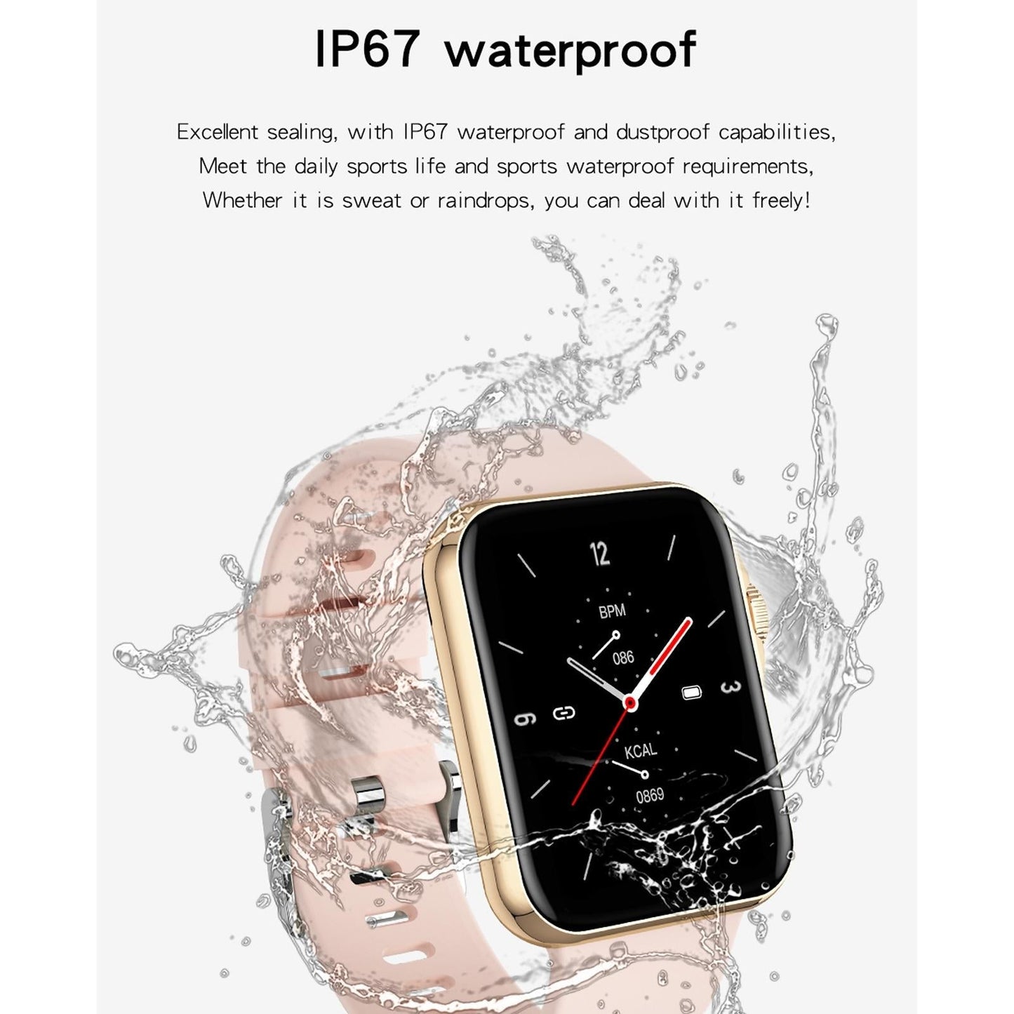 1.6 Inch Waterproof Smart Watch With Ips Colour Screen Sport Sleep Heart Rate Monitoring - Grey