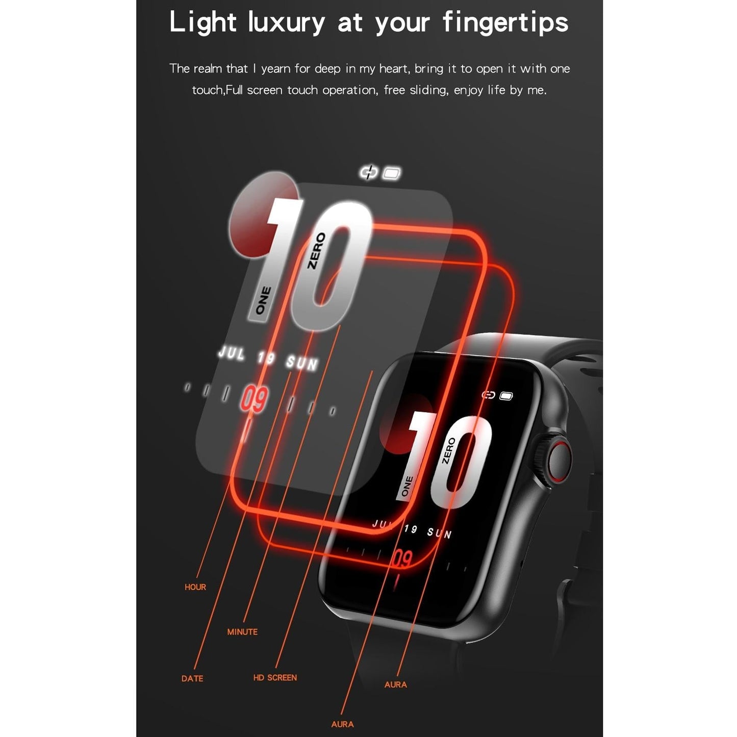 1.6 Inch Waterproof Smart Watch With Ips Colour Screen Sport Sleep Heart Rate Monitoring - Grey