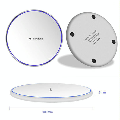 15W Round Wireless Charger Fast Charge - Red + Black Surface