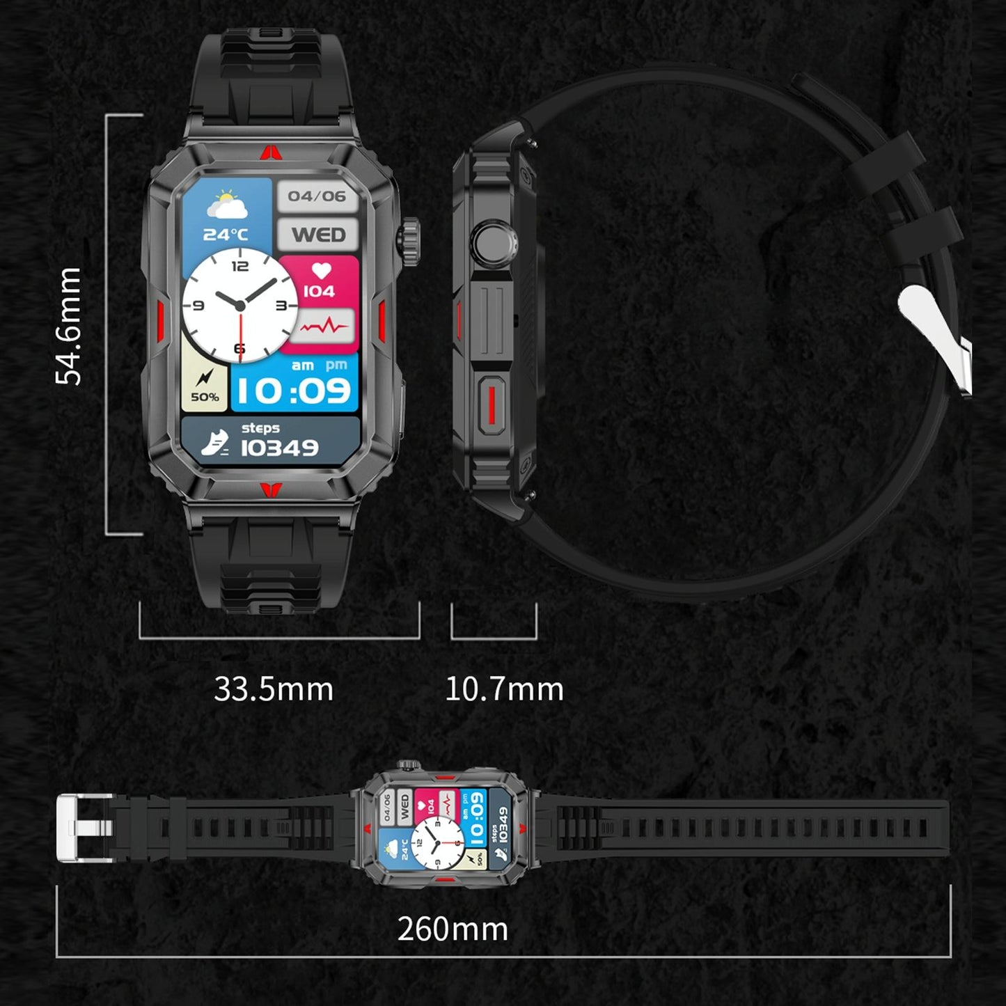 Smart Bracelet With Sleep Detection And Silicone Strap - Bt5.2 - Camo Silver