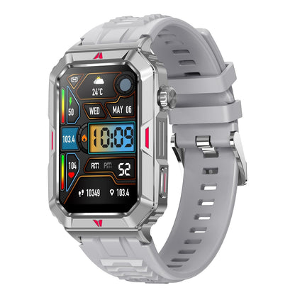 Smart Bracelet With Sleep Detection And Silicone Strap - Bt5.2 - Camo Silver