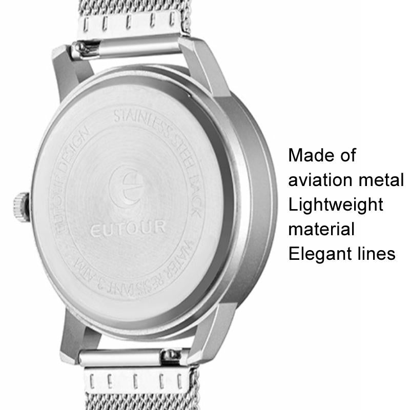 Stainless Steel Men Quartz Watch with Magnetic Strap - 40mm - Rose Gold