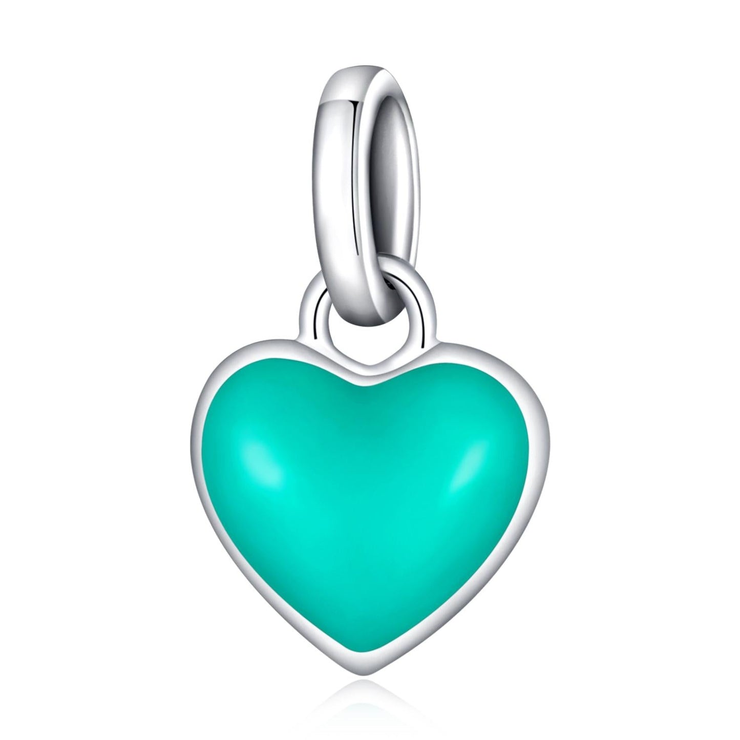 925 Sterling Silver Heart Pendant For Diy Bracelets & Necklaces - Green