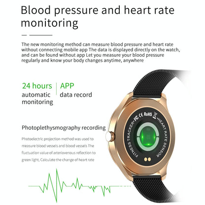 1.28 Inch Ips Colour Screen Ip67 Waterproof Smart Watch Support Blood Pressure Monitoring / Heart Rate Monitoring / Sleep Monitoring - Gold