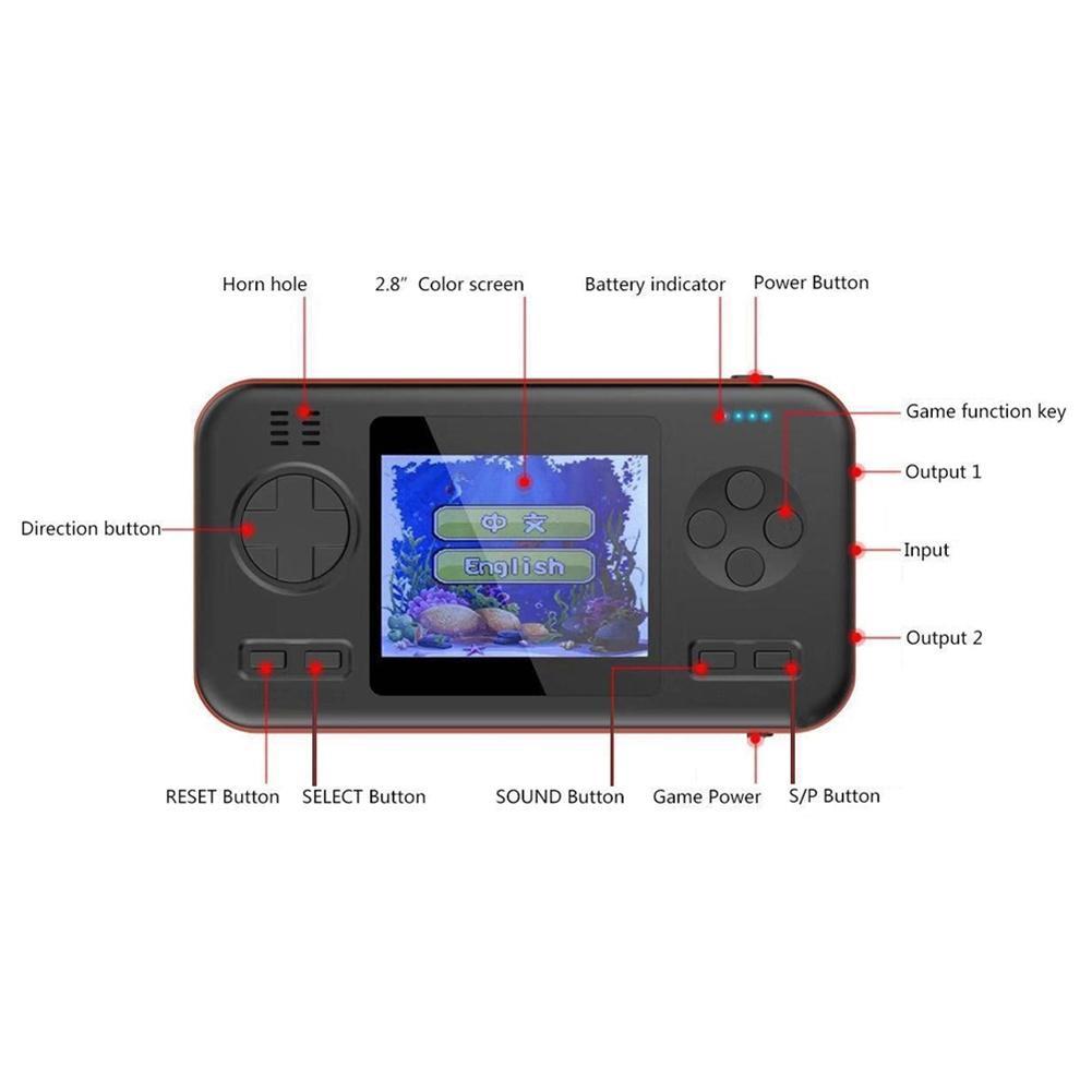 Portable Game Console With 8000Mah Battery And Colour Screen - White Blue