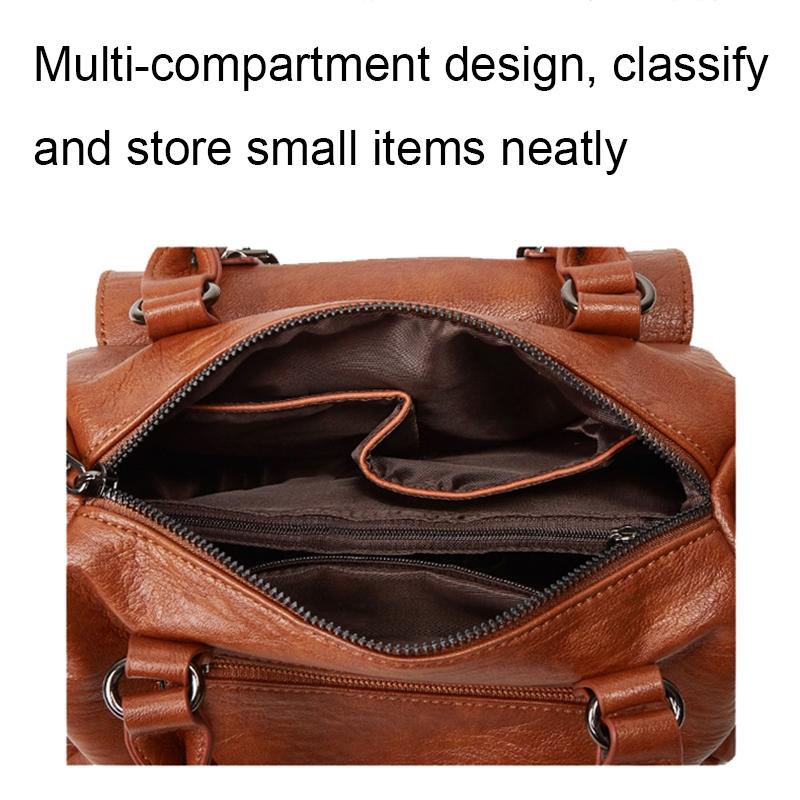 Large Capacity Crossbody Shoulder Bag in Pebbled Leather - Black