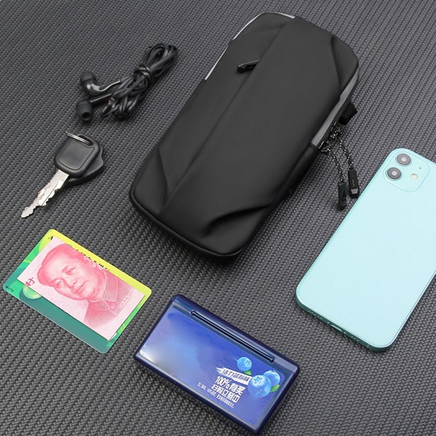 Multi Function Crossbody Bag For Outdoor Sports Fits Mobile Phones Men And Women - Black