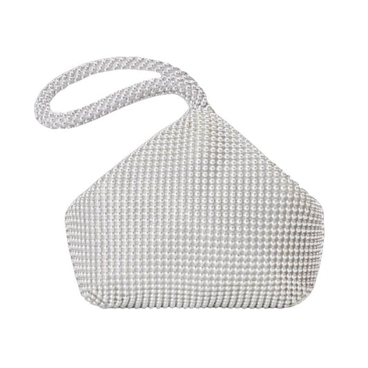 Soft Beaded Ladies Clutch Bag for Banquets - Silver