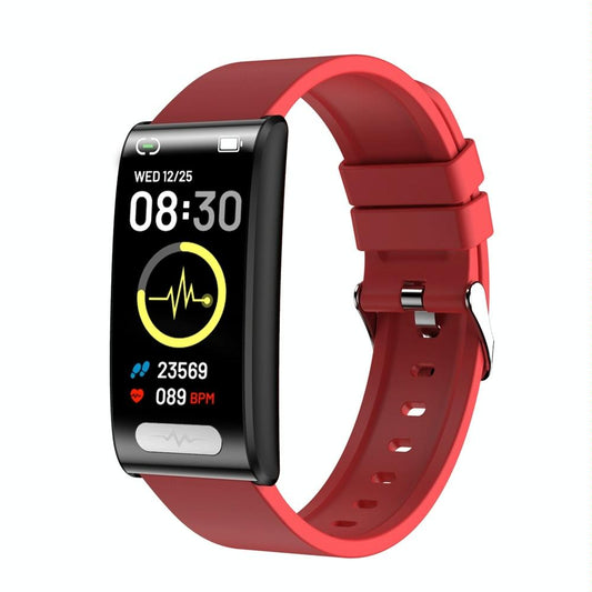 Smart Watch With Heart / Bp / Oxygen / Sugar Monitoring Silicone Strap Colour Screen - Red