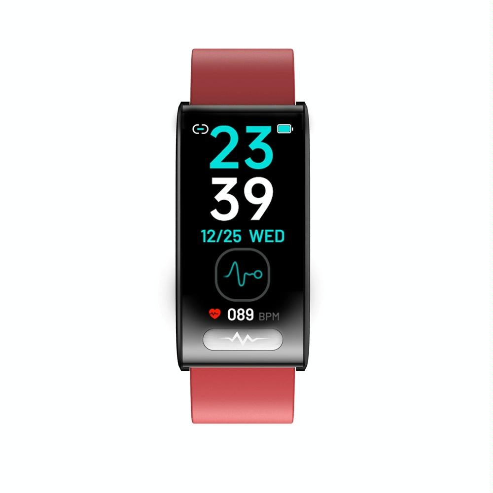 Smart Watch With Heart / Bp / Oxygen / Sugar Monitoring Silicone Strap Colour Screen - Red
