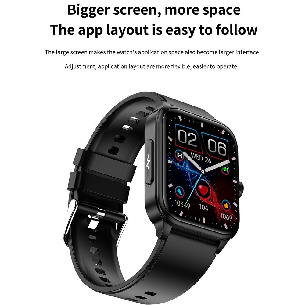 1.91 Inch Ip67 Waterproof Silicone Band Smart Watch Support Ecg / Non-Invasive Blood Glucose Measurement - Red