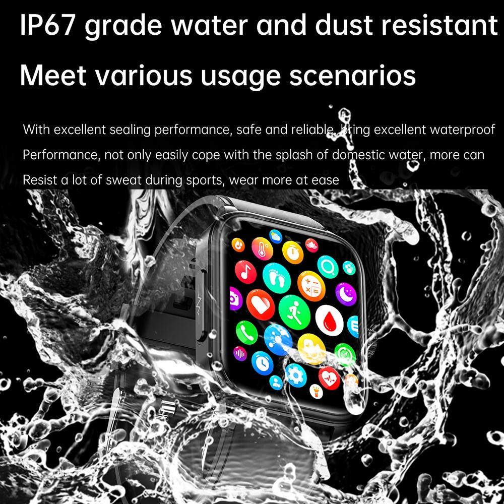 1.91 Inch Ip67 Waterproof Silicone Band Smart Watch Support Ecg / Non-Invasive Blood Glucose Measurement - Red