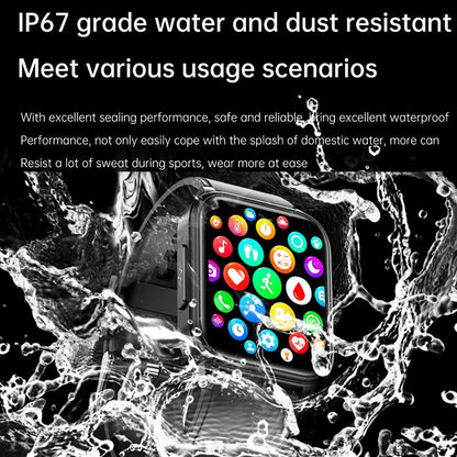 1.91 Inch Ip67 Waterproof Silicone Band Smart Watch Support Ecg / Non-Invasive Blood Glucose Measurement - Red