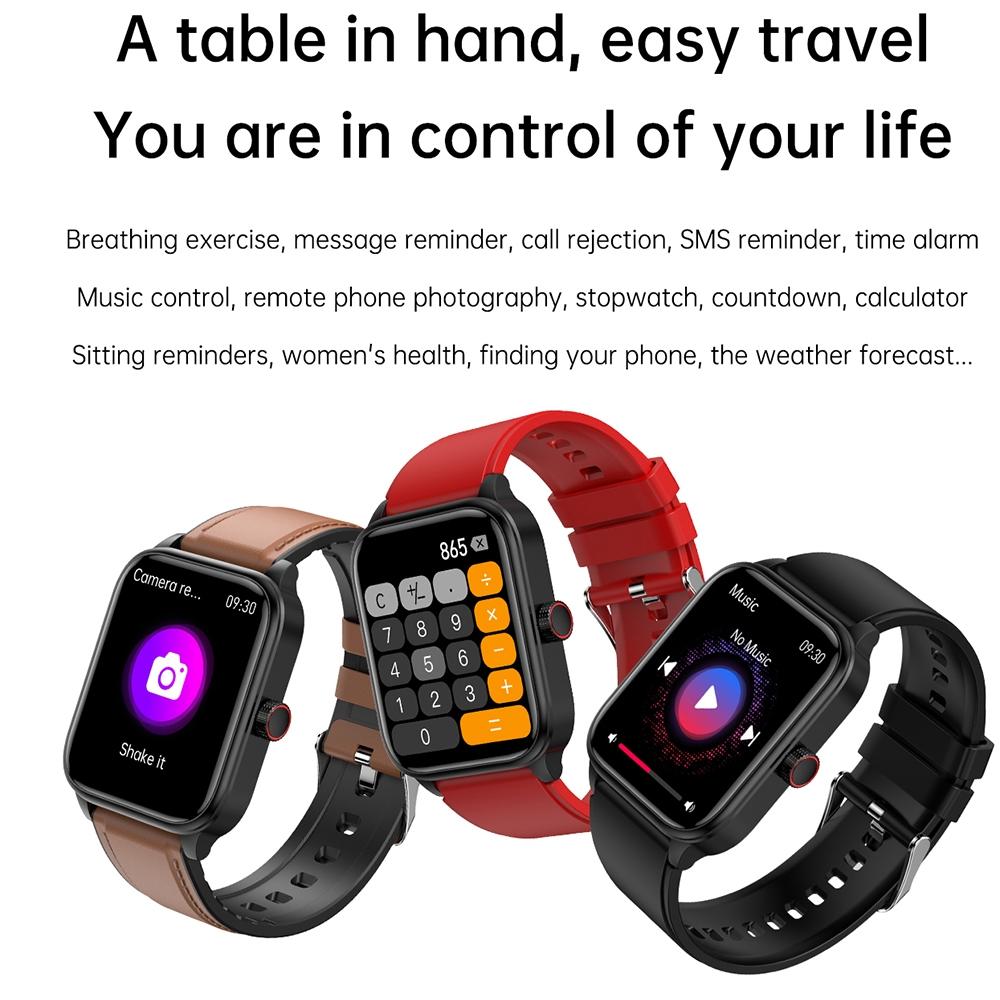 1.91 Inch Ip67 Waterproof Silicone Band Smart Watch Support Ecg / Non-Invasive Blood Glucose Measurement - Red
