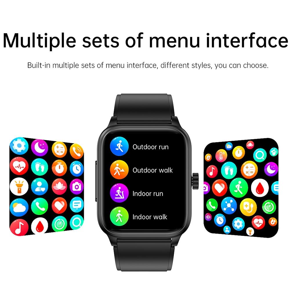 1.91 Inch Ip67 Waterproof Silicone Band Smart Watch Support Ecg / Non-Invasive Blood Glucose Measurement - Red