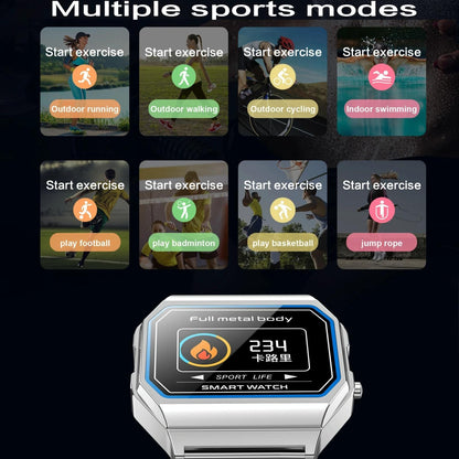 Leather Band Smartwatch With Waterproof Colour Screen - Grey