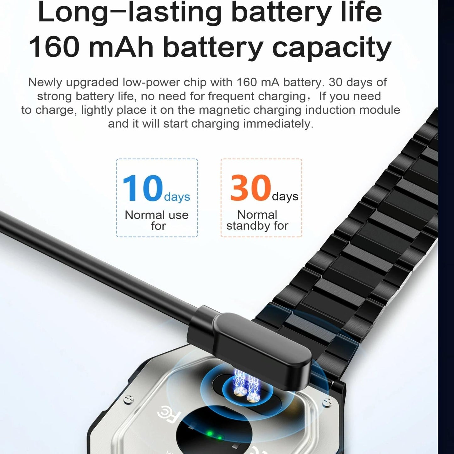 Leather Band Smartwatch With Waterproof Colour Screen - Grey