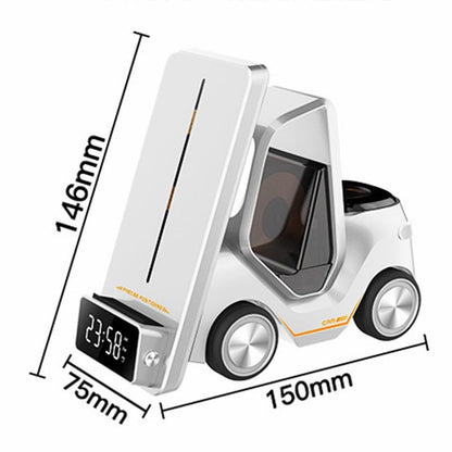 5 In 1 Car Desktop Alarm Clock With Wireless Charging - Yellow