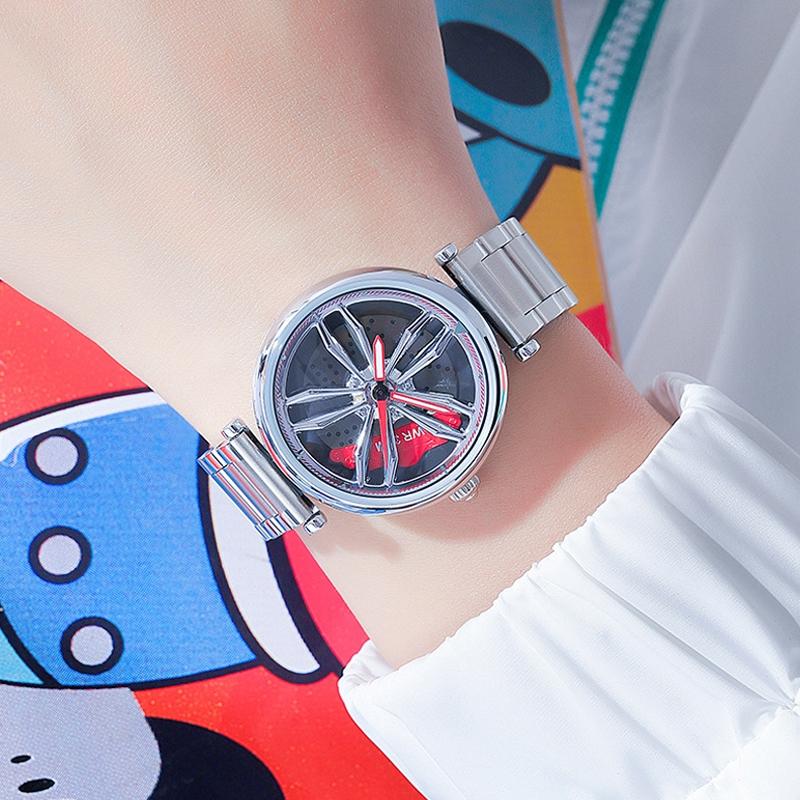 Stylish Steel Band Quartz Watch for Couples - Rose Gold