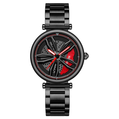 Stylish Steel Band Quartz Watch for Couples - Rose Gold