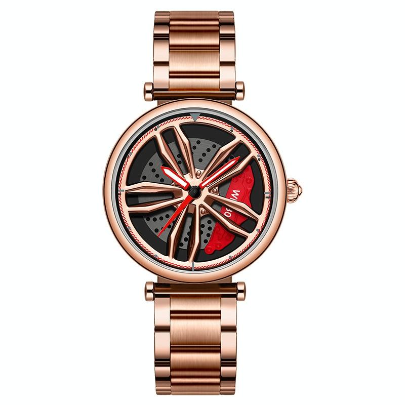 Stylish Steel Band Quartz Watch for Couples - Rose Gold