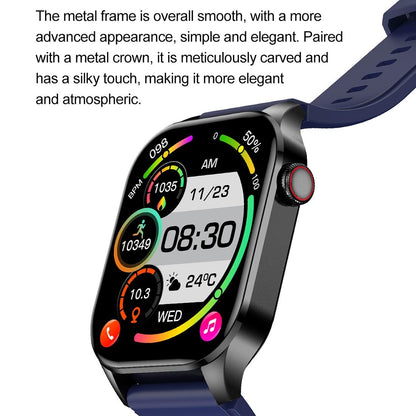 Waterproof Smart Watch With Bluetooth And Blood Oxygen Monitoring - Ip68 - Blue