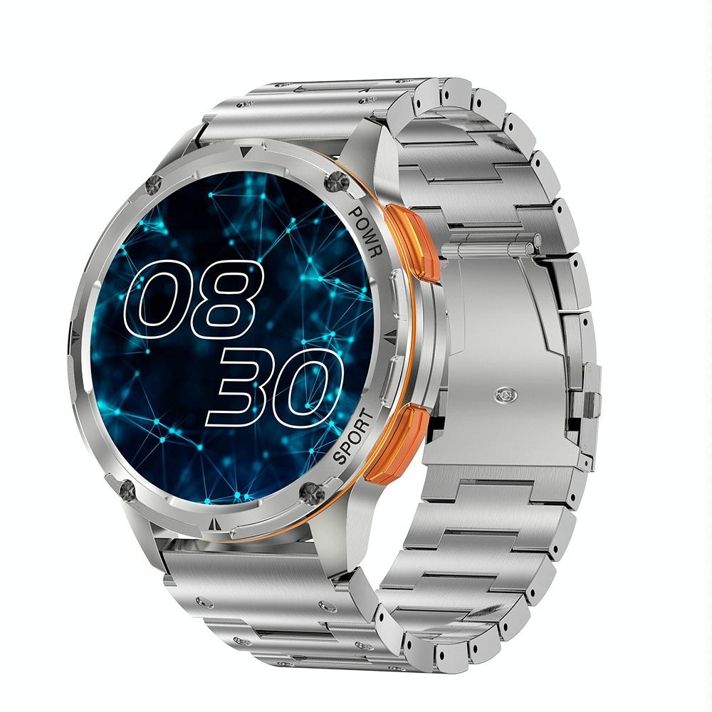 1.43 Inch Amoled Round Screen Steel Strap Smart Watch - Black