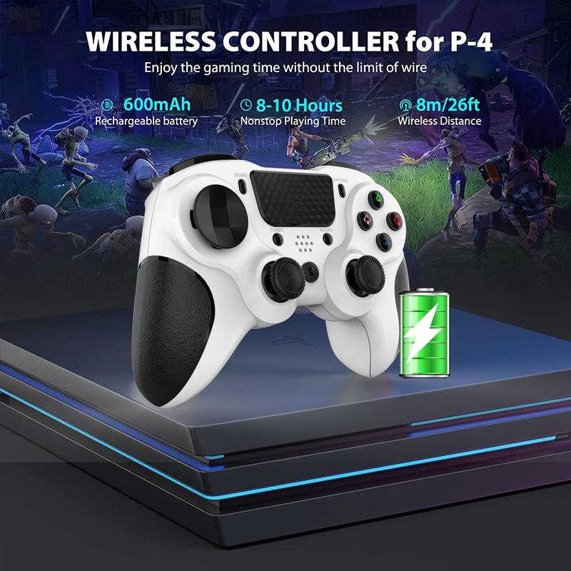 Bluetooth Gamepad for Ps4 Pro with Dual Vibration and Six-axis Control - Black White