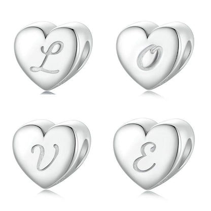 925 Sterling Silver Platinum Plated Love Letters Diy Beads In - V