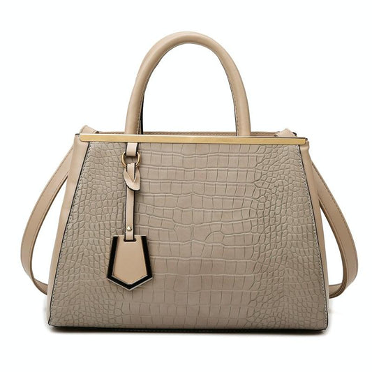 Black Stone Pattern Patchwork Handbag - Shoulder / Crossbody - Khaki