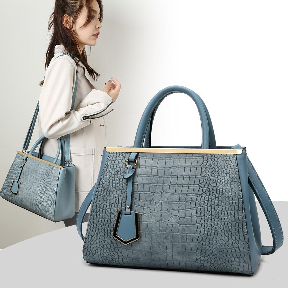 Black Stone Pattern Patchwork Handbag - Shoulder / Crossbody - Khaki
