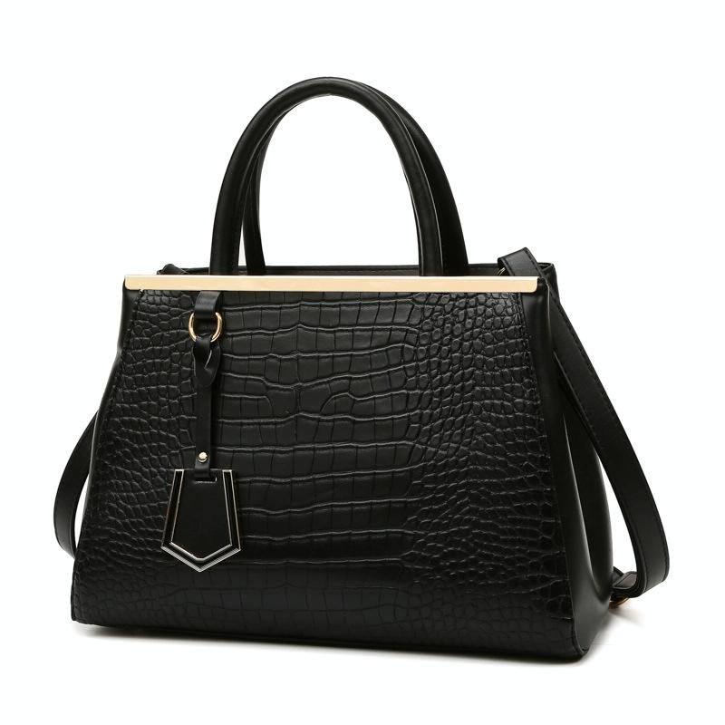 Black Stone Pattern Patchwork Handbag - Shoulder / Crossbody - Khaki
