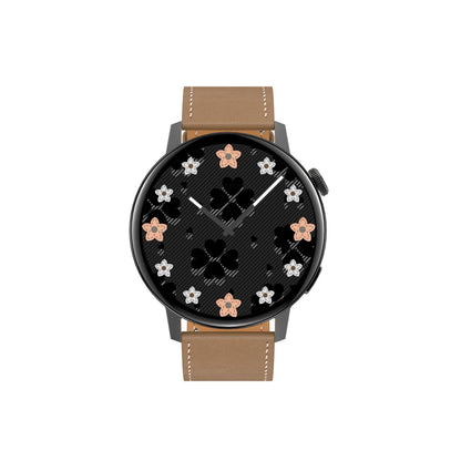 Smart Leather Watch With Colour Screen - Gold