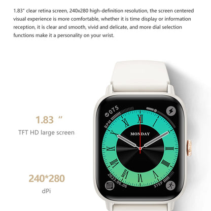 1.83 Inch Bt5.2 Smart Sport Watch Support Bluetooth Call / Sleep / Blood Sugar / Blood Oxygen / Heart Rate / Blood Pressure Health Monitor - White