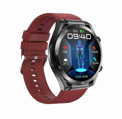 1.39 Inch Ip67 Waterproof Silicone Band Smart Watch Support Ecg / Non-Invasive Blood Glucose Measurement - Blue