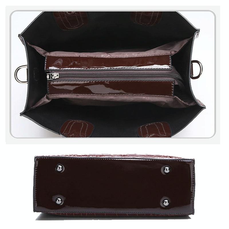 Versatile Crocodile Pattern Shoulder Bag for Women - 3-in-1 Design - Brown
